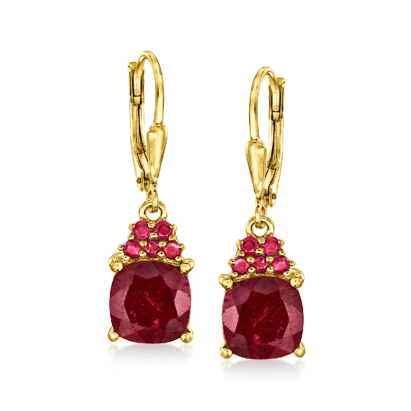 The Perfect Jewelry Piece At The Perfect Price Ross-Simons Ruby Drop Earrings in 18kt Gold Over Sterling
