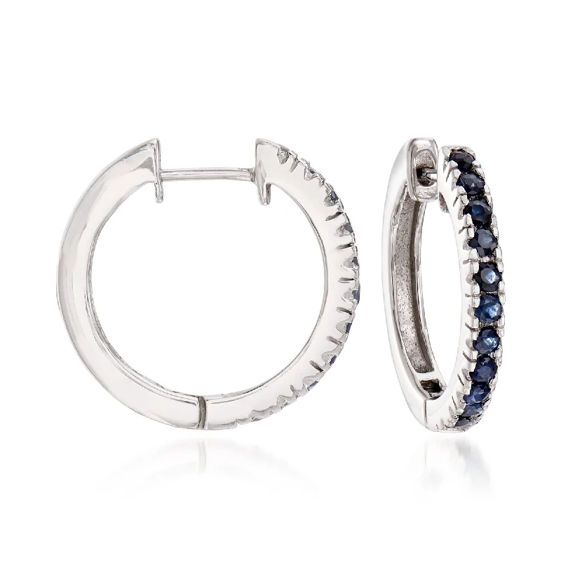 Exclusive Gemstone Jewelry At Special Prices Ross-Simons Sapphire Hoop Earrings in Sterling Silver