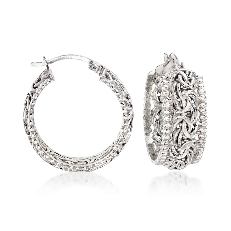 Stunning Jewelry At Even More Stunning Prices Ross-Simons Sterling Silver Beaded-Edge Byzantine Hoop Earrings