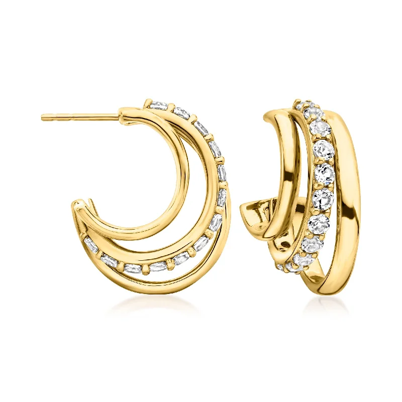 Make Every Moment Shine – Jewelry Discounts Available Ross-Simons White Topaz Convertible Multi-Hoop Earrings in 18kt Gold Over Sterling
