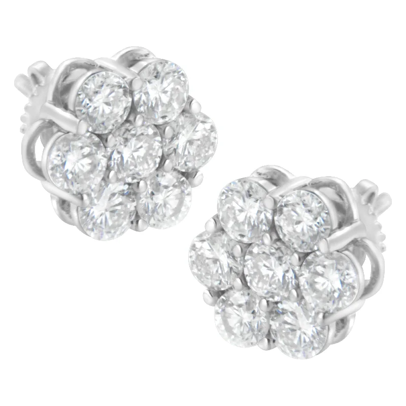 Special Offers On Handcrafted And Designer Jewelry Sterling Silver 2 cttw Floral Composite 7 Stone Diamond Stud Earring