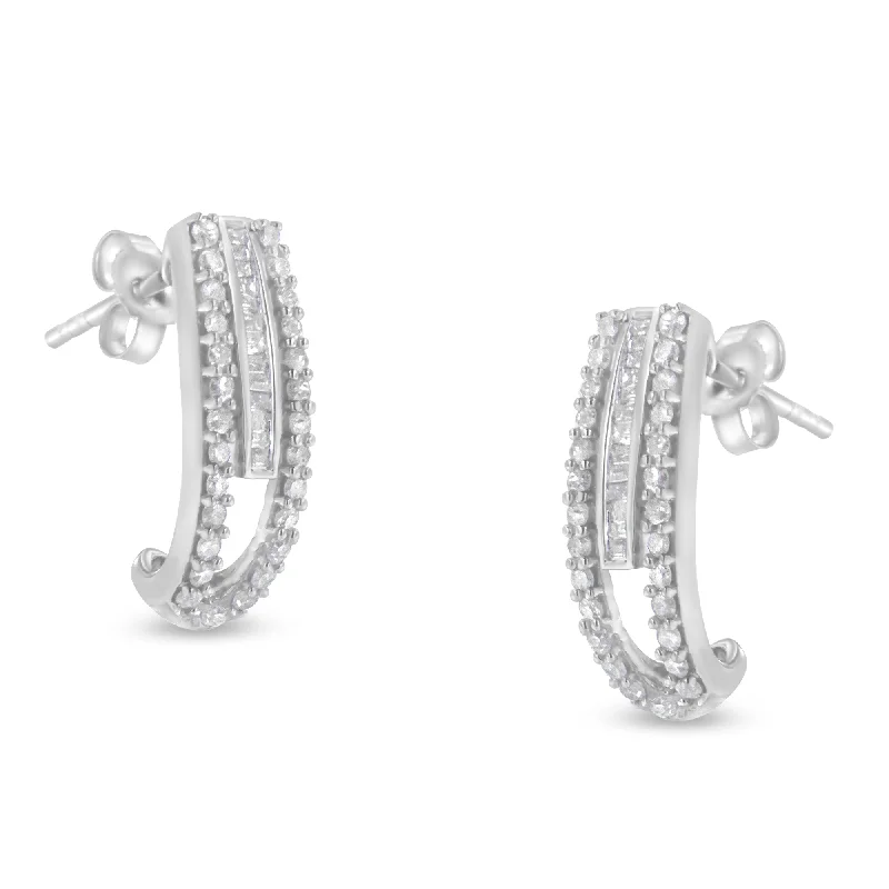Seasonal Jewelry Deals – Elevate Your Style Sterling-Silver Diamond J-Stud Earring