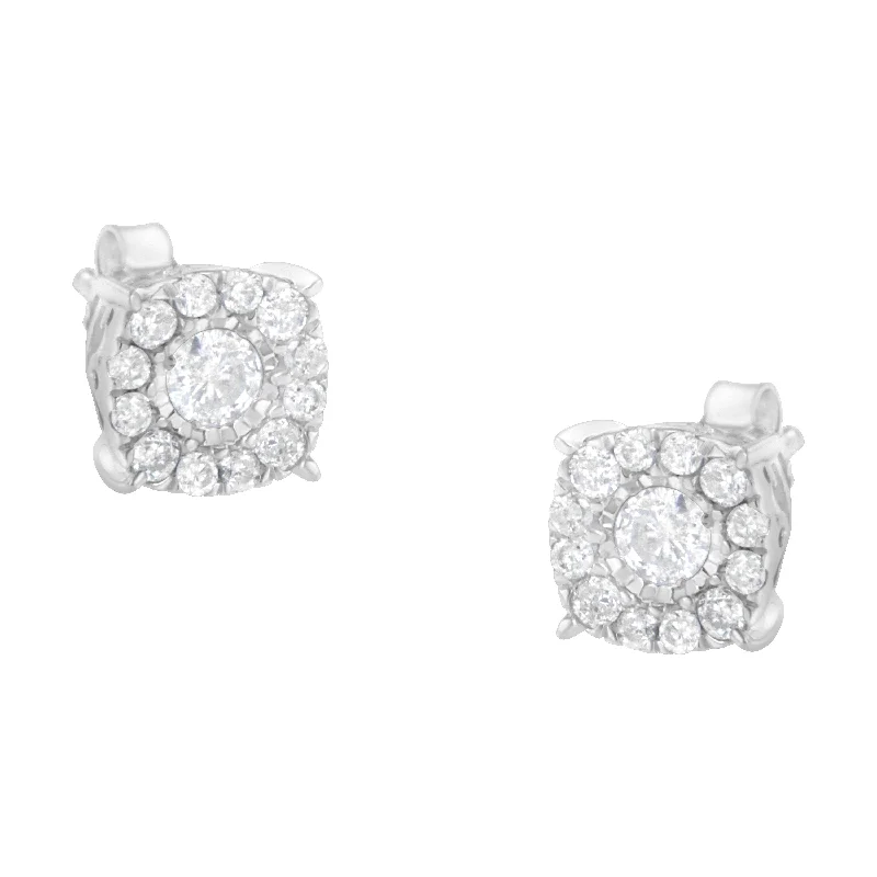 Flash Sale On Exquisite Jewelry – Don't Miss Out Sterling Silver Diamond Square Stud Earring