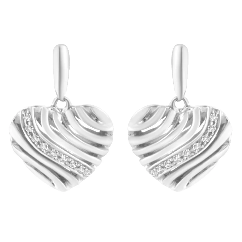 Make Every Moment Shine – Jewelry Discounts Available Sterling Silver Heart Diamond Accent Puff Earrings