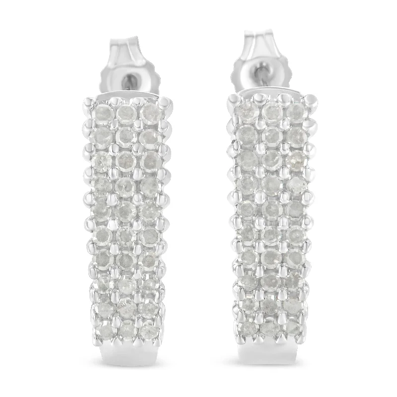 Buy More, Save More On Stunning Jewelry Pieces Sterling Silver Rose Cut Diamond J Shape Hoop Earrings