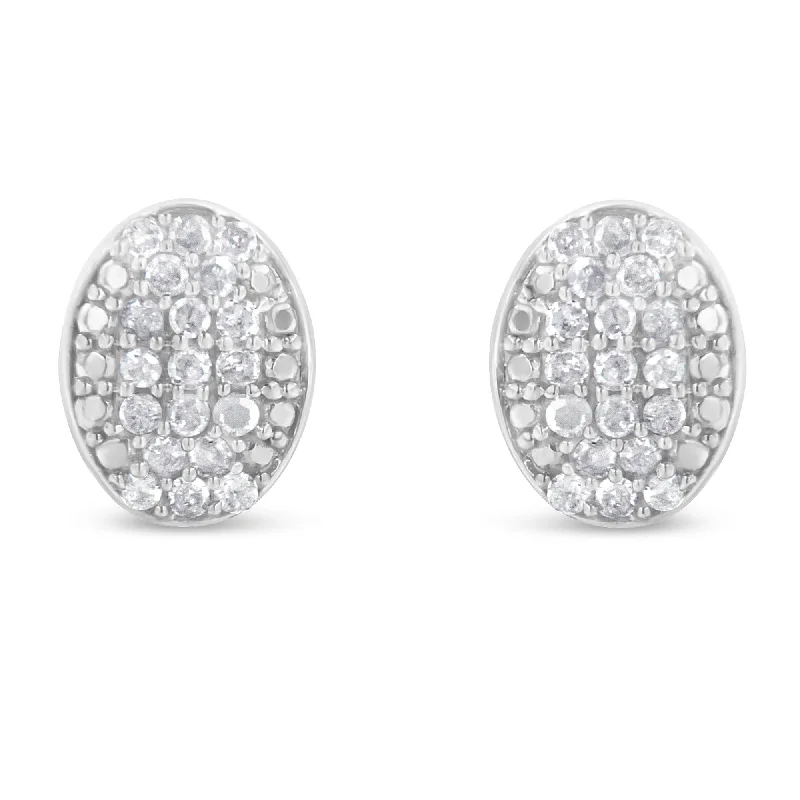 Jewelry Deals That Outshine The Rest Sterling Silver Round Diamond Oval Cluster Earrings