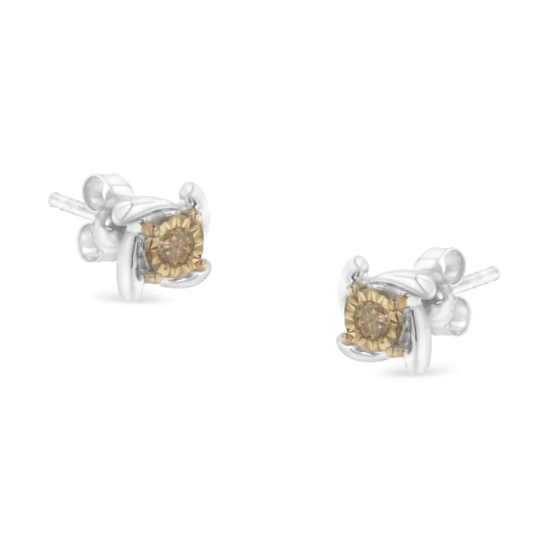 Luxury Jewelry Without The Luxury Price Tag Two-Toned Sterling-Silver Diamond Stud Earring
