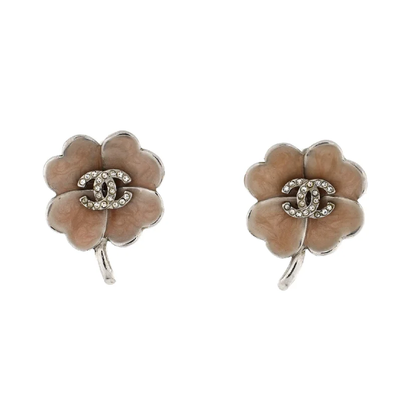 Shop Fine Jewelry With Exclusive Savings Vintage CC Clover Clip-On Earrings Metal and Enamel with Crystals