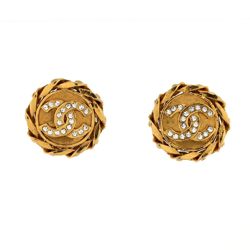 Accessorize For Less – Luxury Jewelry At Affordable Prices Vintage CC Round Clip-On Earrings Metal with Crystals