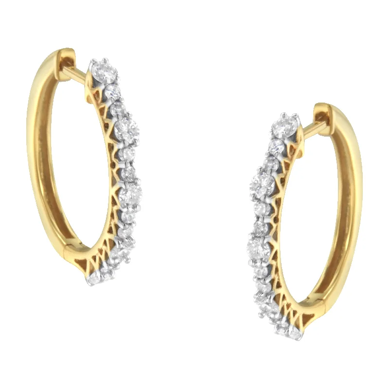 Once-A-Year Jewelry Sale – Grab Your Favorites Now Yellow Gold Plated Sterling Silver Diamond Hoop Earrings