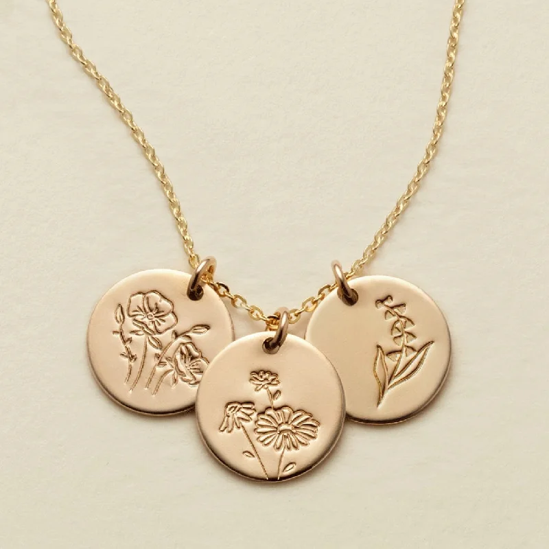 Unmissable Discounts On Timeless Jewelry Pieces Birth Flower Stacker Necklace | 1/2" Disc