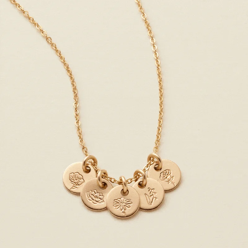 The Biggest Jewelry Sale Of The Year Is Here Mini Birth Flower Stacker Necklace | 1/4" Disc