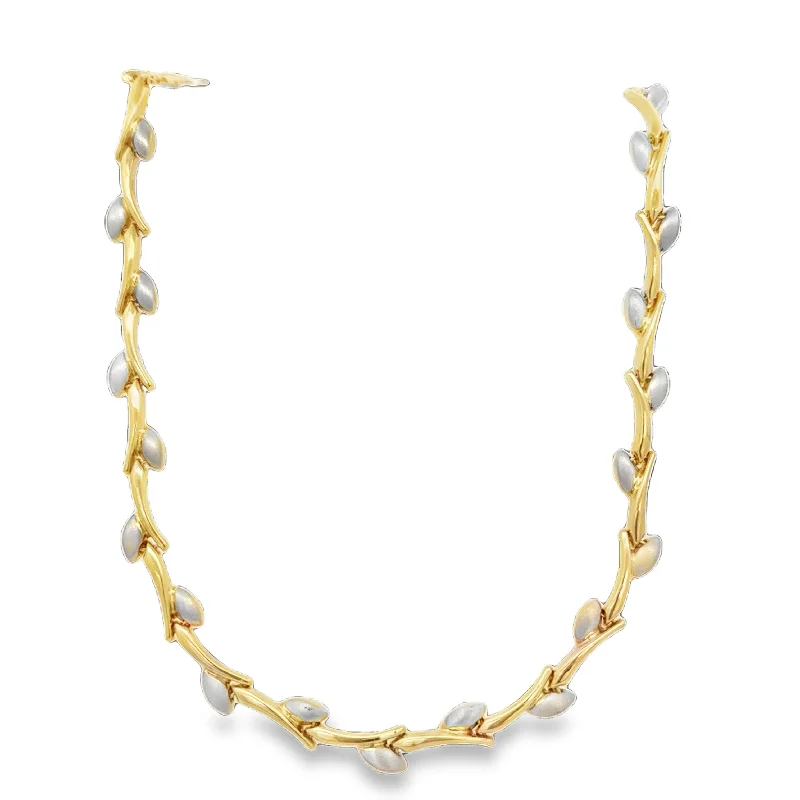 Your Dream Jewelry At Dream Prices – Shop Now 16" Two Tone Leaf Necklace in 14k Gold