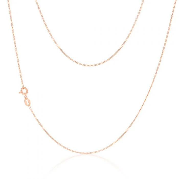 Chic, Trendy, And Affordable Jewelry Sale 9ct Rose Solid Gold 31 Gauge Curb 46cm Chain