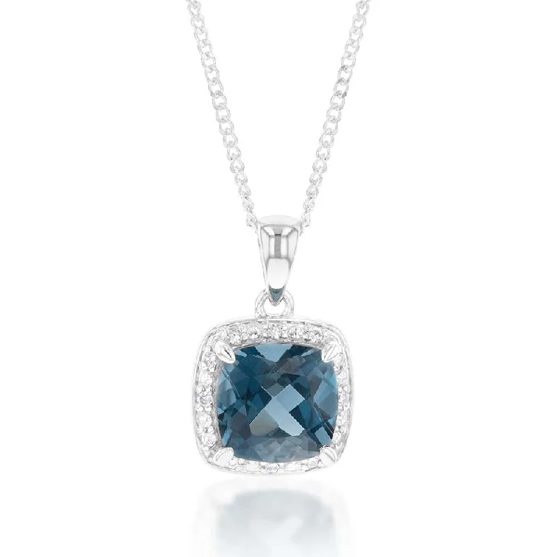 Flash Sale On Exquisite Jewelry – Don't Miss Out 9ct White Gold 8mm 2.70ct London Blue Topaz and Diamond Pendant