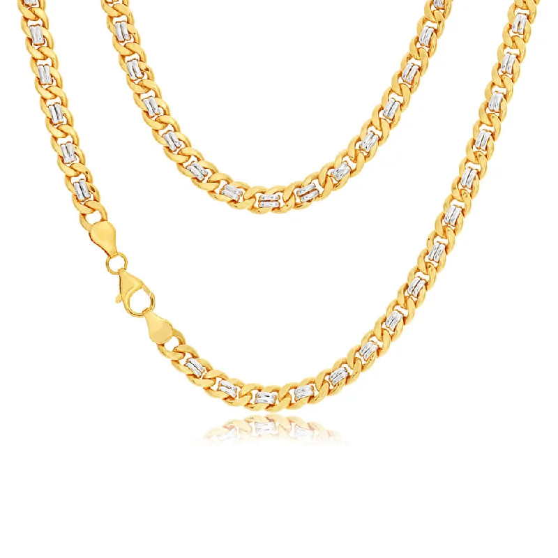 Premium Jewelry Now Available At Special Discounts 9ct Yellow and White Gold Silver Filled Curb 45cm Chain