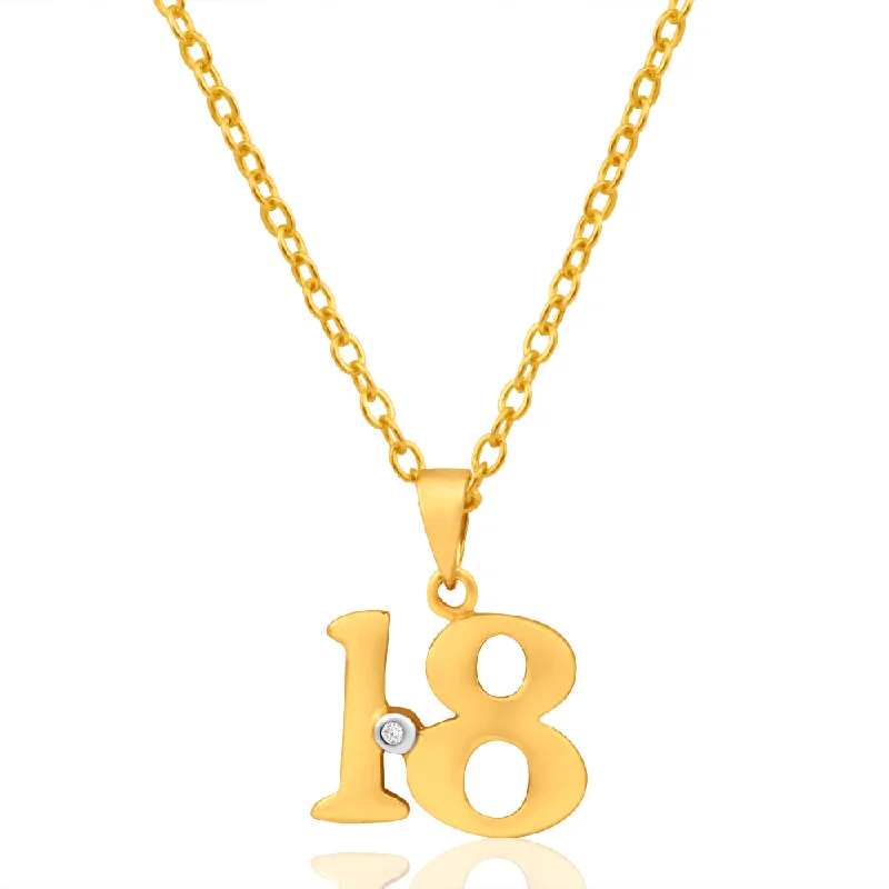 Make Every Moment Shine – Jewelry Discounts Available 9ct Yellow Gold "18" Pendant  Set with 1 Brilliant Diamond