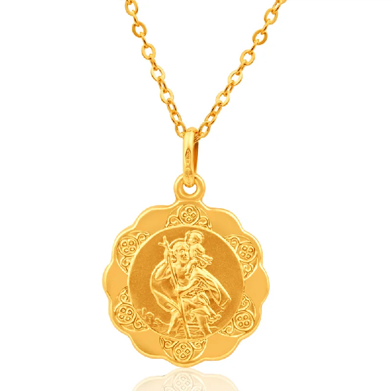 Last Chance To Shop High-End Jewelry At Markdown Prices 9ct Yellow Gold 18mm St Christopher Pendant