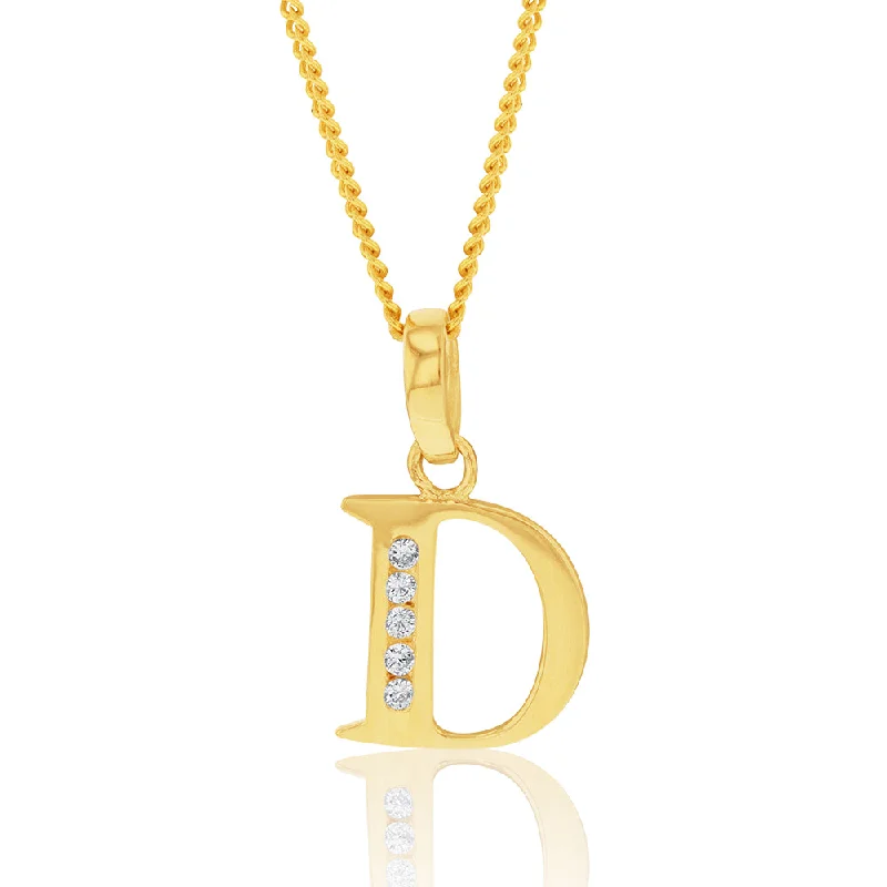 Handcrafted Beauty At Affordable Prices 9ct Yellow Gold Inital D Zirconia Pendant