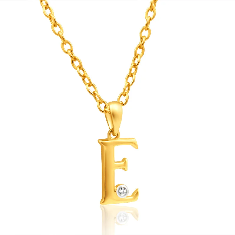 Jewelry Deals That Sparkle – Shop Today 9ct Yellow Gold Pendant Initial E set with diamond