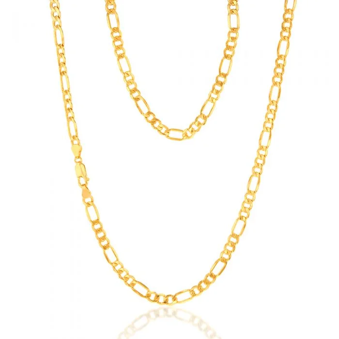 Luxury Jewelry Now At Special Promotional Rates 9ct Yellow Gold Silverfilled 115Gauge  1:3 Figaro 55cm Chain