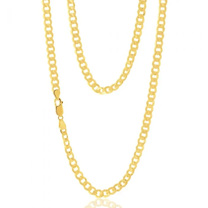 Get Your Favorite Jewelry At The Best Price 9ct Yellow Gold Silverfilled Flat Curb 120 Gauge 55cm Chain