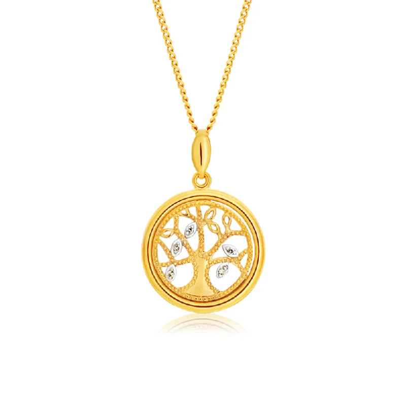 Your Dream Jewelry At Dream Prices 9ct Yellow Gold "Tree of Life" Diamond Pendant Set with 5 Brilliant Diamonds