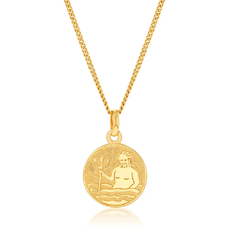 High-Quality Jewelry At A Fraction Of The Cost 9ct Yellow Gold Zodiac Aquarius Pendant