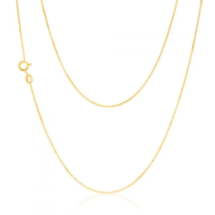 Luxury Jewelry Sale – Sparkle For Less 9ct Yellow Solid Gold 15 Gauge Box 41cm Chain