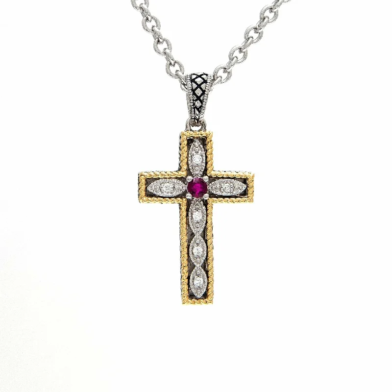 Exclusive Jewelry Sale Event – Shop Now Andrea Candela 18K Silver Diamond/Ruby Cross Necklace