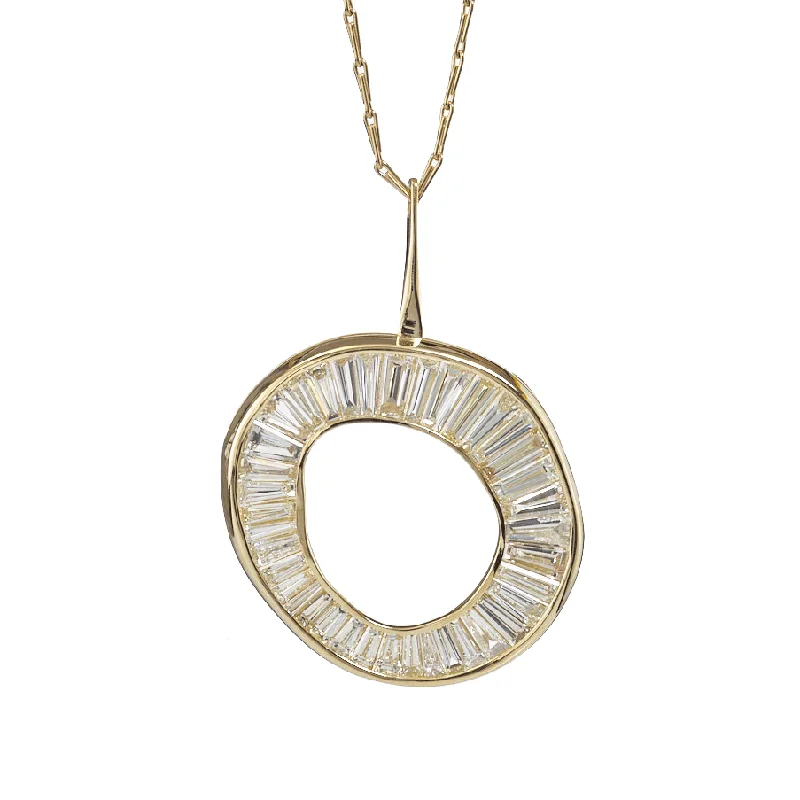 Shop Fine Jewelry With Exclusive Savings Baguette Diamond Necklace with a Fluid Sphere Pendant