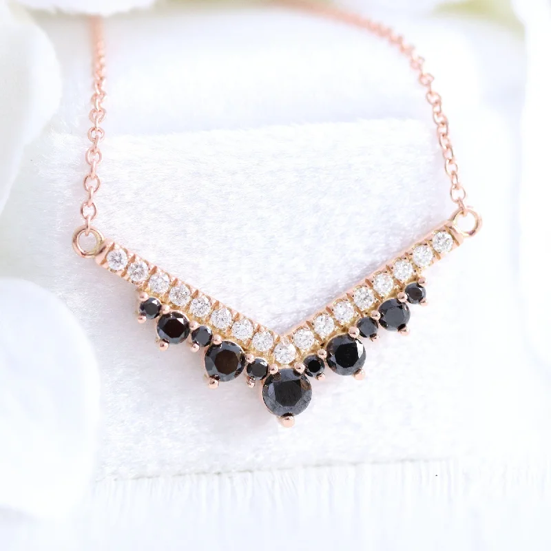 Modern Jewelry At Exclusive Discounts – Shop Today Black and White Diamond Necklace in 14k Gold Large Tiara Drop Pendant