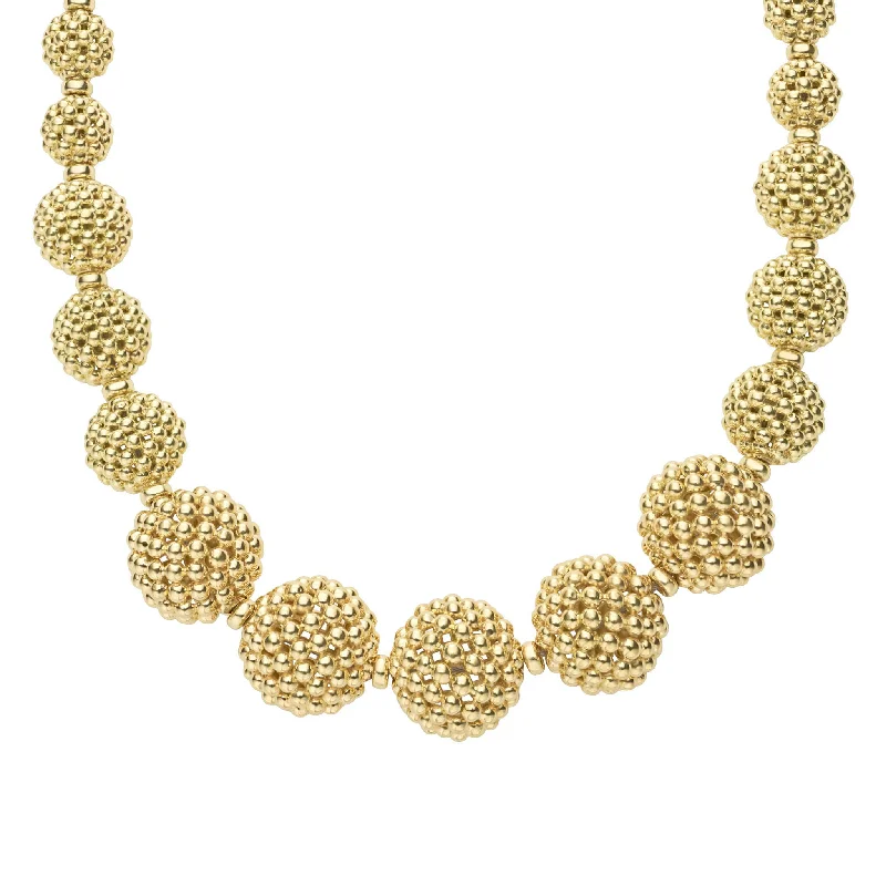 Caviar Gold 18K Gold Caviar Beaded Ball Necklace