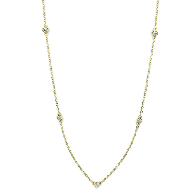 Clear CZ Accented Necklace Gold