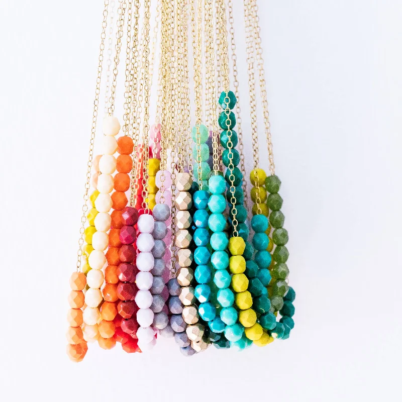 Colorful Glass Bead Necklace,  Layering necklace