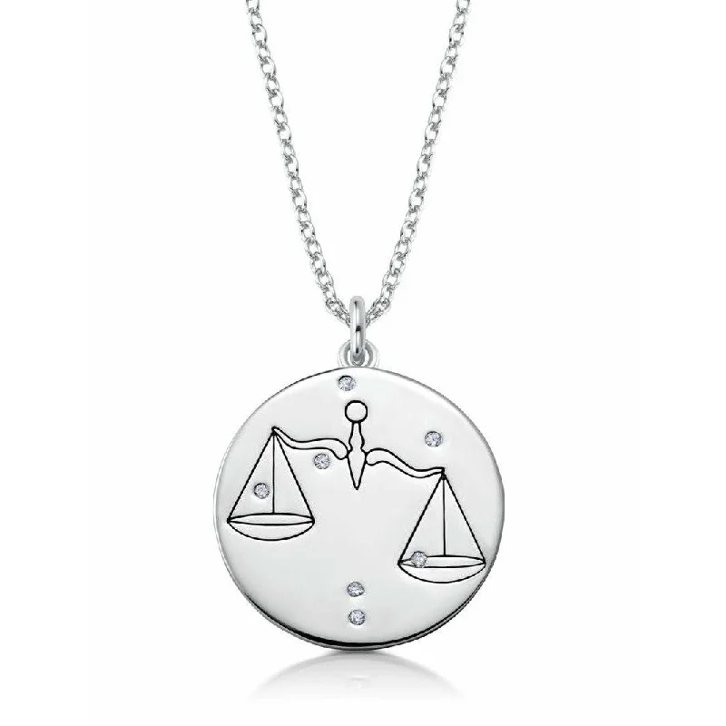 Exclusive Jewelry Markdowns – Limited-Time Offer CRISLU LIBRA - ZODIAC NECKLACE FINISHED IN PURE PLATINUM
