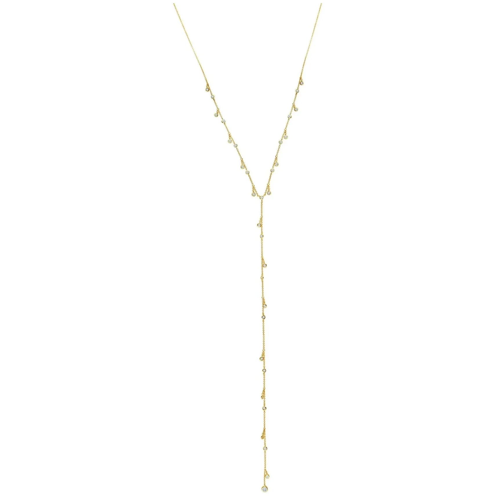 Premium Jewelry Now Available At Special Discounts CRISLU  Adjustable Y Necklace with Dangle Bezel Drops