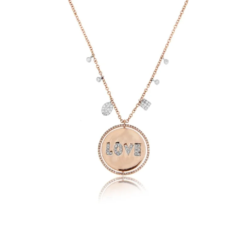 Shop High-Quality Jewelry At Jaw-Dropping Discounts Meira T Rose Gold Rotating Diamond Love Necklace