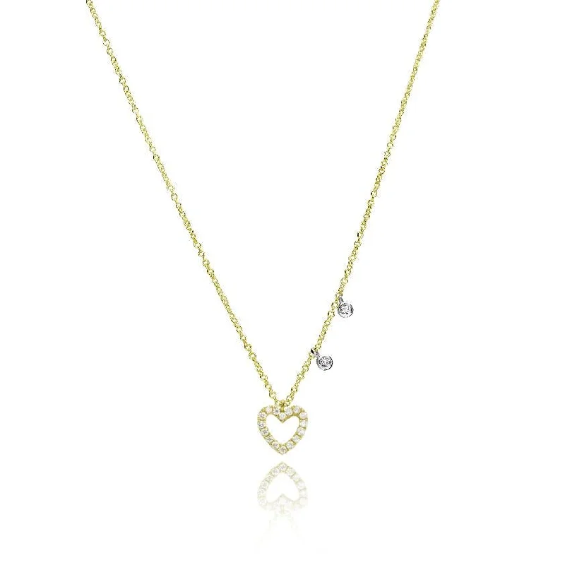 Exclusive Gemstone Jewelry Markdowns – Shop Now Meira T  Dainty Yellow Gold Heart and Diamond Necklace