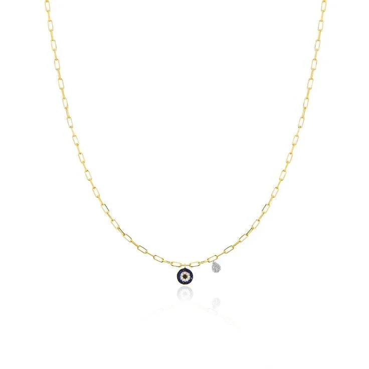Gorgeous Jewelry, Limited-Time Savings Meira T  Evil Eye Necklace with Yellow Gold Paperclip Chain