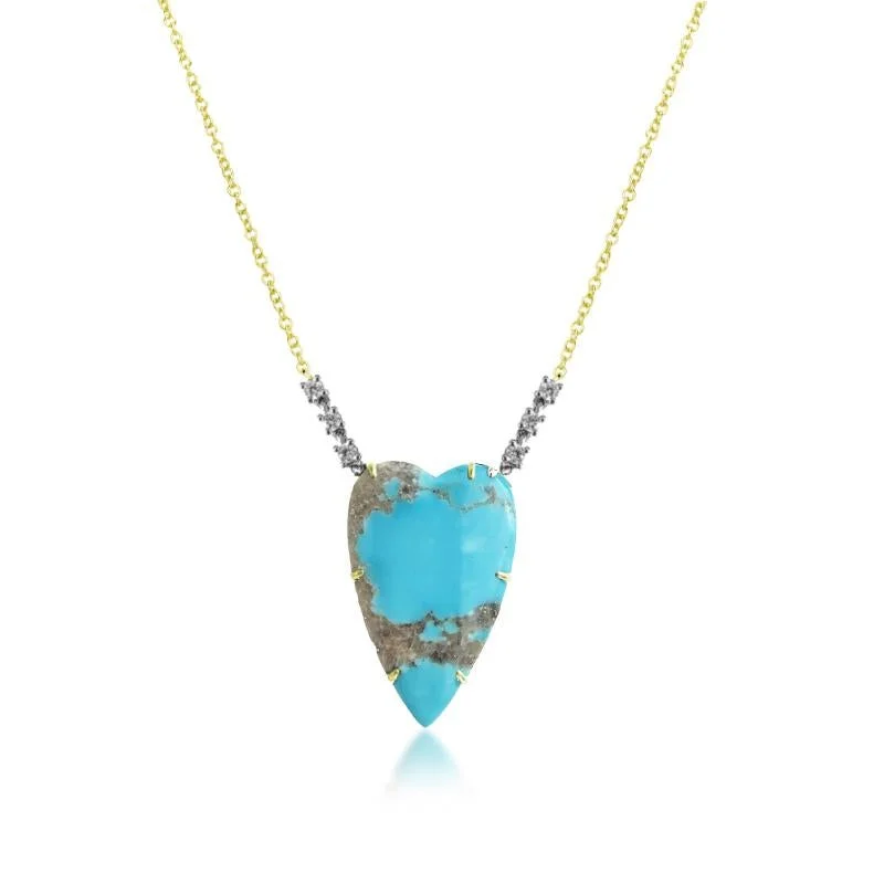 Shop Jewelry That Shines Without The High Price Meira T Turquoise   Heart Necklace Diamonds and Yellow Gold