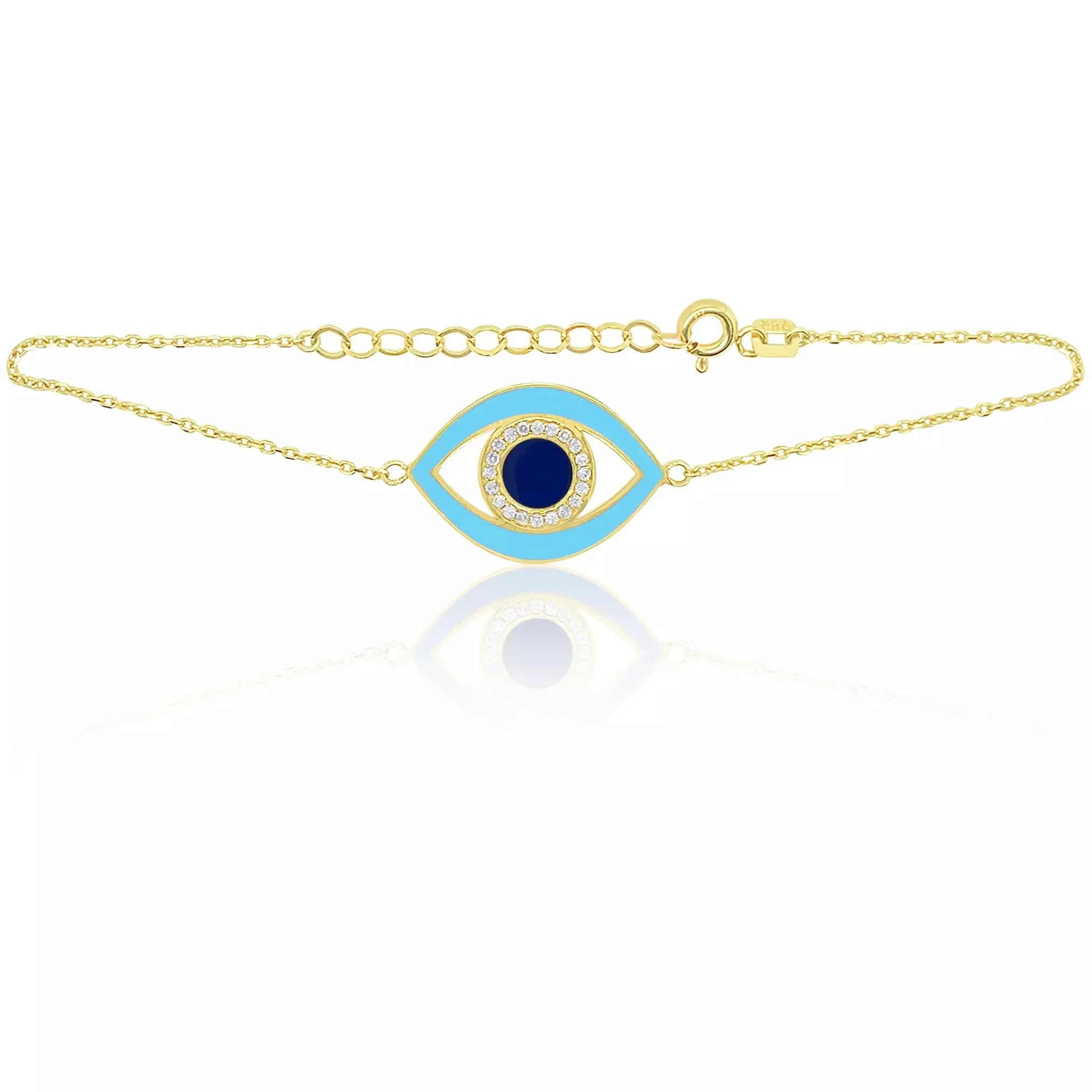 Flash Sale On Exquisite Jewelry – Don't Miss Out Meira T Baby Blue  Enamel Gold Evil Eye Bracelet