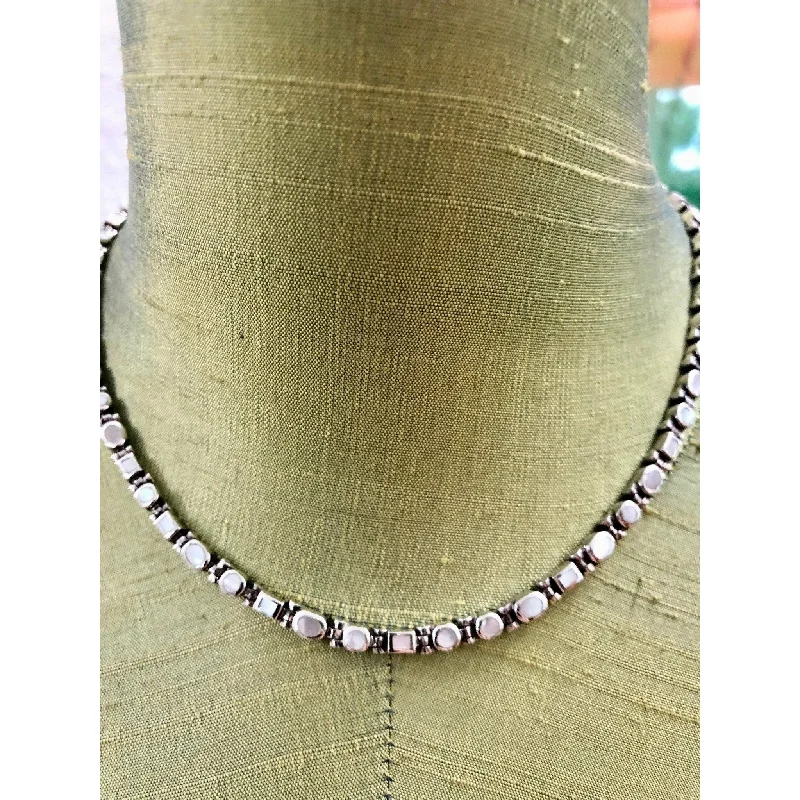 Luxury Jewelry At Unbeatable Discounts Peyote Bird Mini Dot Dash Mother of Pearl Tennis Necklace