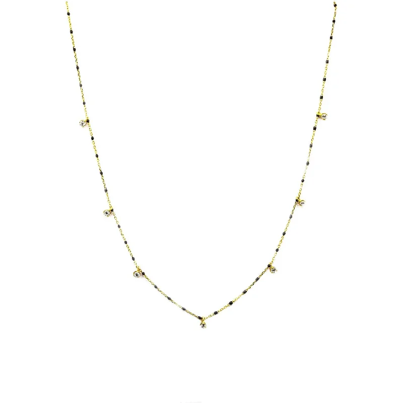 Special Jewelry Deals – Upgrade Your Collection TAI GOLD VERMEIL ENAMEL WITH STATIONED CHARM NECKLACE (BLACK)