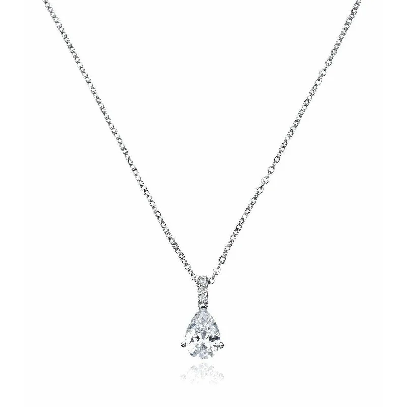 Fashion-Forward Geometric Jewelry For Contemporary Style Crislu Cubic Zirconia Teardrop Pendant - Sterling Silver Platinum