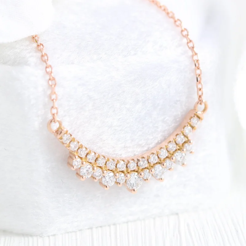 Luxury Jewelry Now At Special Promotional Rates Crown Diamond Pavé Necklace in 14k Gold Drop Pendant Chain
