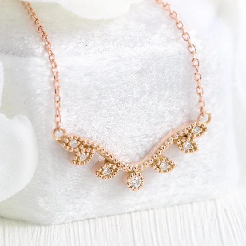 Fine Jewelry, Limited-Time Offers Available Curved Leaf Diamond Necklace in 14k Gold Drop Pendant Chain
