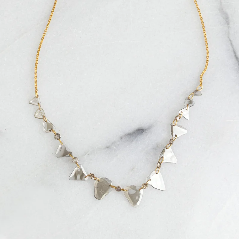 Exclusive Online Discounts On Stylish Jewelry Custom 1.6ct Salt and Pepper Diamond Slice Pennant Necklace | 18K Yellow Gold