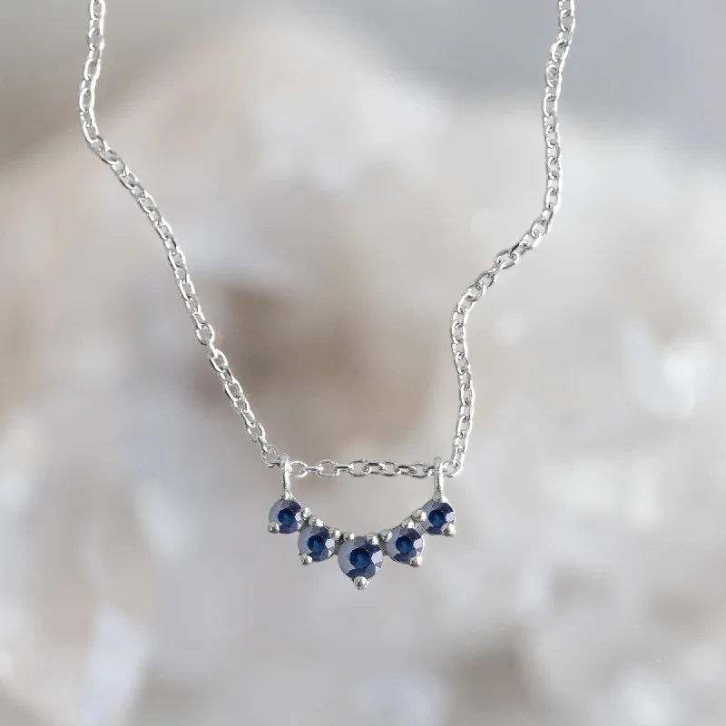 Bestselling Jewelry At Special Promotional Rates Custom Blue Sapphire Gemstone Sunburst Necklace | 10K White Gold