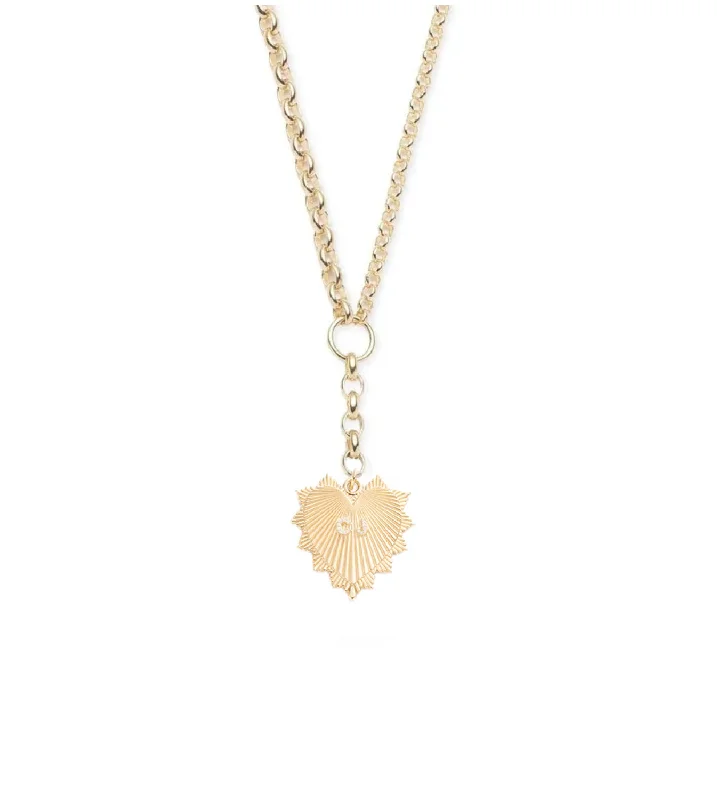 Elevate Your Outfit With Discounted Statement Jewelry Custom Centered Radiating Heart : Heavy Mixed Belcher Extension Chain Necklace